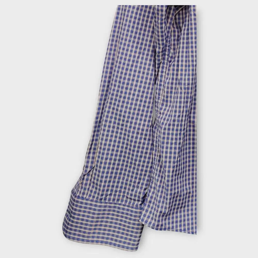 Mens UNTUCKit Stretchy Blue Plaid Long Sleeve Button Up Size Large - Picture 5 of 5
